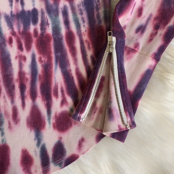 nwt // chaser tie dye ribbed quarter zip pullover - Picture 7 of 12